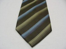 VAN HEUSEN - GREEN BLUE STRIPED - POLYESTER NECK TIE