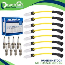 8mm Heavy-Duty Wireset & 8 AcDelco Spark Plug 41-110 for Chevy GMC V8 LS Vortec