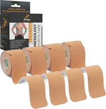 Jb Tape, Precut Kinesiology Strips 4 Rolls- (80 Count, 10") Elastic, Latex-free,