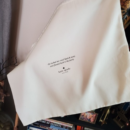 Large Kate Spade NY White Dust Bag 19.5"x17.5" Black Drawstring Closure