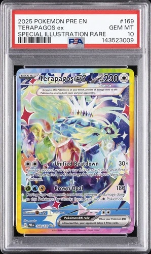2025 POKEMON PRE EN-PRISMATIC EVOLUTIONS #169 TERAPAGOS EX PSA 10