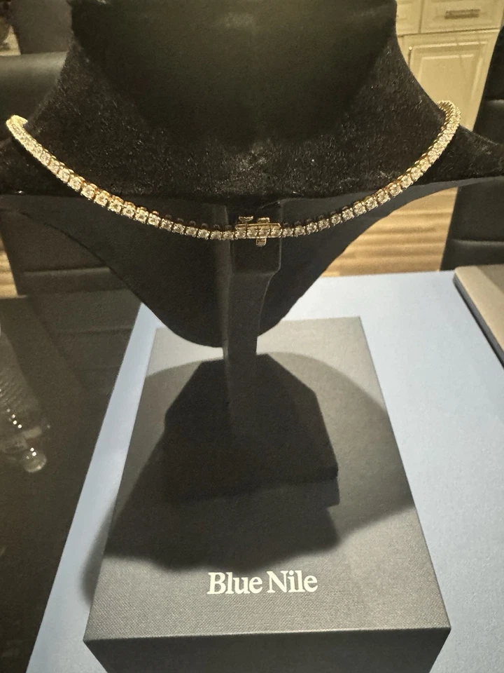 Novo colar de tênis nunca usado azul Nilo 16 polegadas ouro amarelo pago mais de US$ 12 mil!! - Imagem 4 de 4