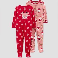 Carter's Just One You Toddler Girls' Santa Fleece Footed Pajama - Red 18M