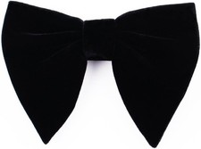 Black Velvet Bow Tie Men Pre-Tied Satin Formal Tuxedo Oversized Big Bowtie