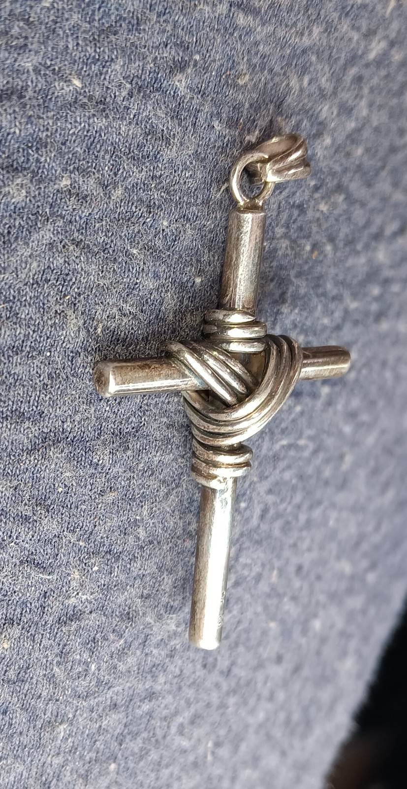 STERLING SILVER Rope CROSS, Solid Silver, Silver … - image 4
