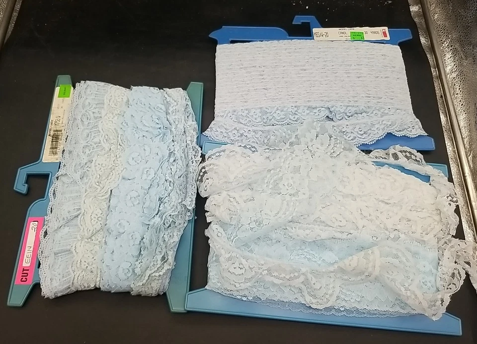 Lot Of 7 Vintage Lace Edging Trim Lace For Sewing & Crafting Blues Greens B3 - Image 4 of 4
