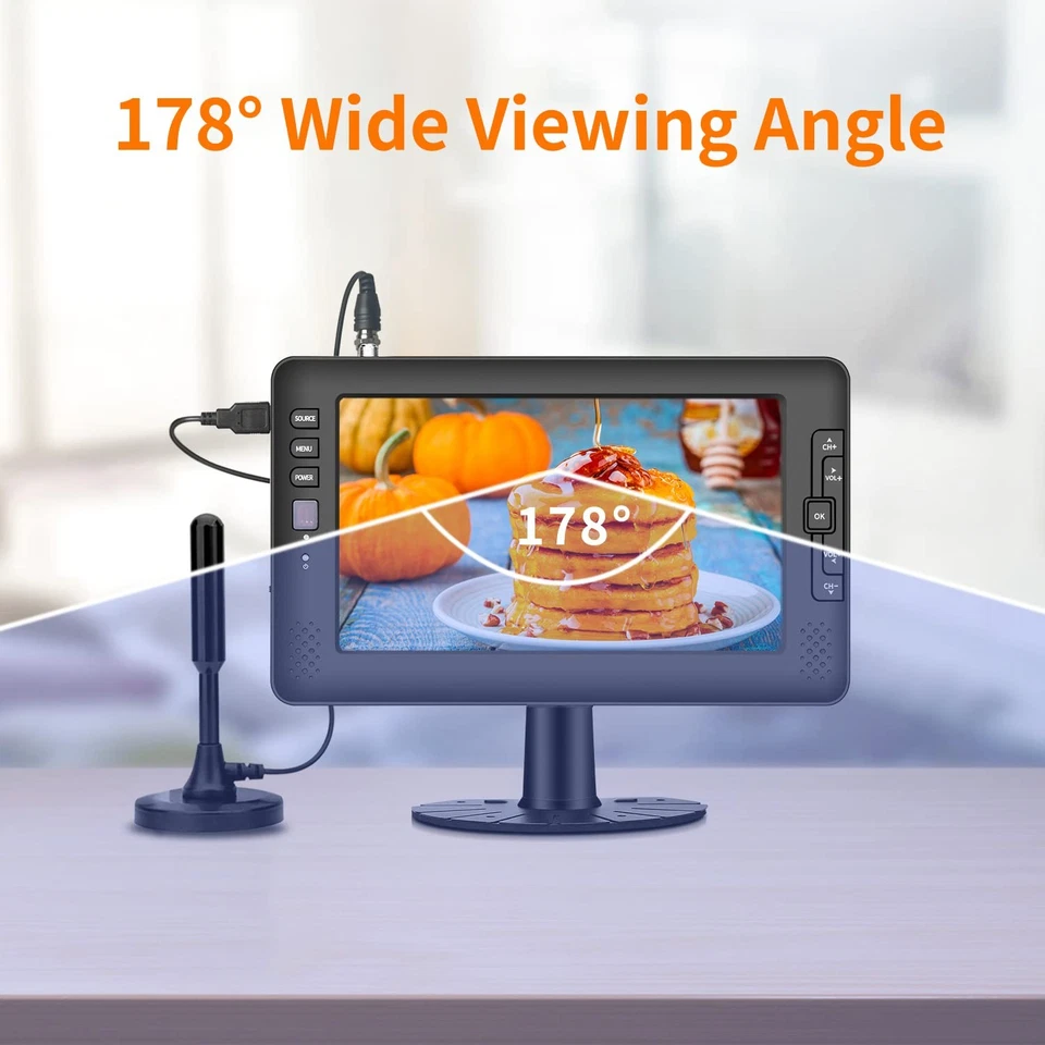 9" IPS Screen Portable TV with Digital ATSC Tuner, USB Port, AV Input, Built-... - Image 3 of 4