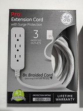GE Pro Extension Cord 3-Outlets With Surge Protection White/Gray - BUNDLE OF 3