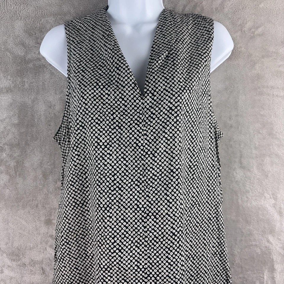 Eileen Fisher Sleeveless Dress Womens Size Medium Black White Print - Image 3 of 4