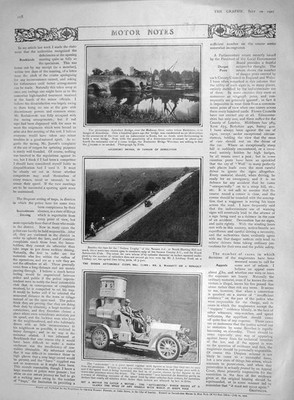 Original alter antiker Druck 1907 Aylesford Bridge Motor Car Waggett Auto-Meter