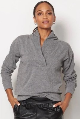 Bobi Los Angeles Pullover Shirt M Gray Long Sleeve Extra Soft Stretch 56C64633EV