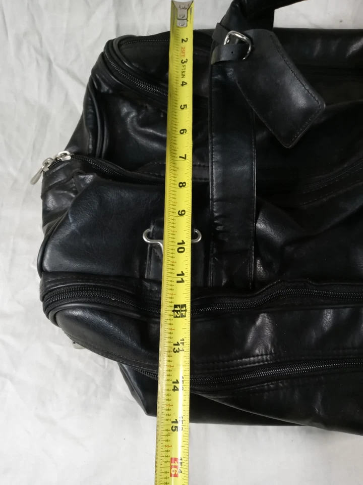 Large Zipper Carry On Black Leather Travel Luggage/ Bag / Suitcase with Wheels - Image 2 of 4