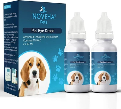 *2 PACK* Dog Cataract Eye Drops Lanosterol + NAC Vision Support NOVEHA 2×10mL