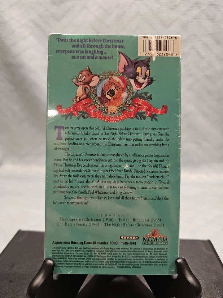 Tom and Jerry's Night Before Christmas VHS 1991 Cartoon 90s Holiday New Sealed! - Image 2 of 4