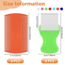 12 Pcs Lice Comb, Flea Comb Double Sided Plastic and Metal Nit Combs for Lice Fi