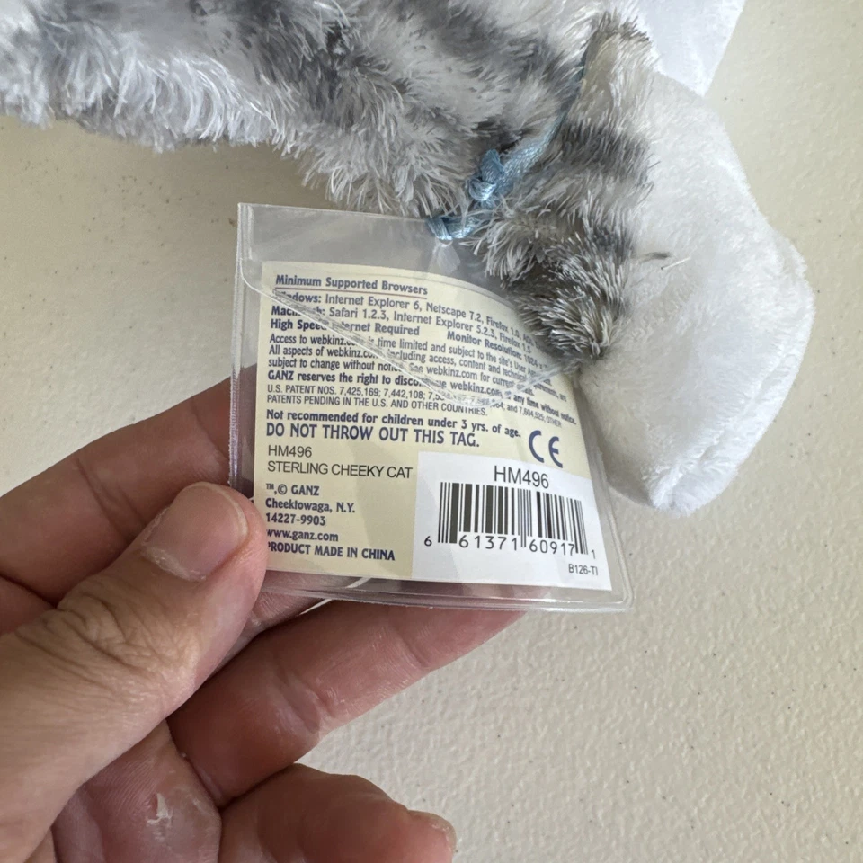 Webkinz Sterling Grey/Gray Cheeky Cat Plush Code New Condition Striped Cute - Image 3 of 4