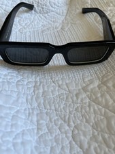 PRADA SPR 06Y Black Rectangular Full Rim Sunglasses Gray Tinted 53-21 145