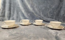 4 Vintage Nobility China *QUEEN'S BOUQUET* FOOTED CUPS & SAUCERS* 