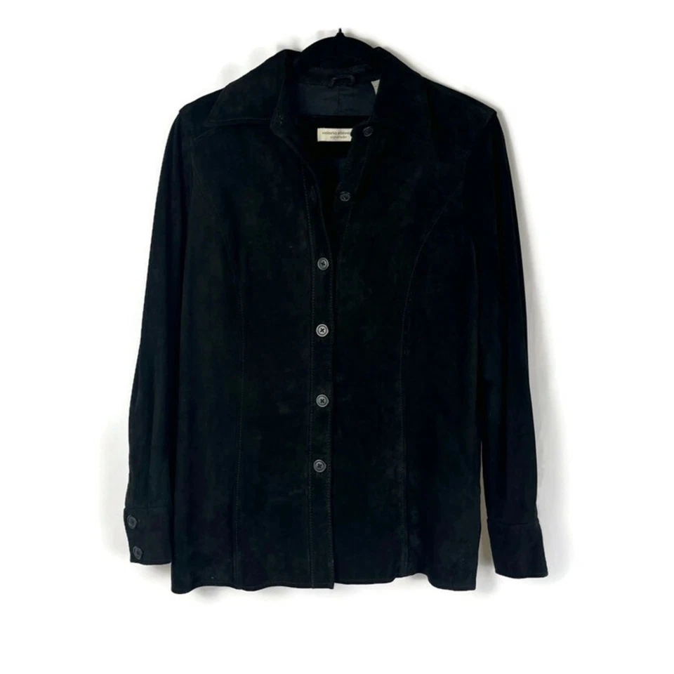 VTG Women’s Suede Shirt Jacket Shacket Western Indie Cowgirl 90s Black Small - Image 2 of 4