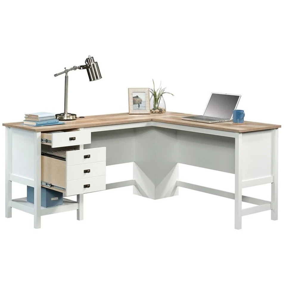 Sauder Cottage Road Engineered Wood L-Shaped Home Office Desk in Soft White - Image 4 of 4