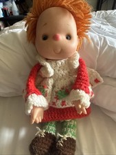 Vintage Strawberry Shortcake Handmade Crochet Doll Vinyl head  hands