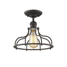 Chloe Lighting CH2D004RB10-SF1 Jaxon Industrial-Style 1 Light Rubbed Bronze S...