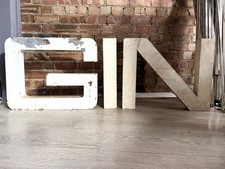 Large Vintage Metal Sign Letters - GIN - bar, kitchen, man cave, pub, restaurant