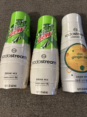 2pc Lot Soda Stream Drink Mix Mountain Dew  440ml Each Exp 9/2/25 Plus Diet Ale