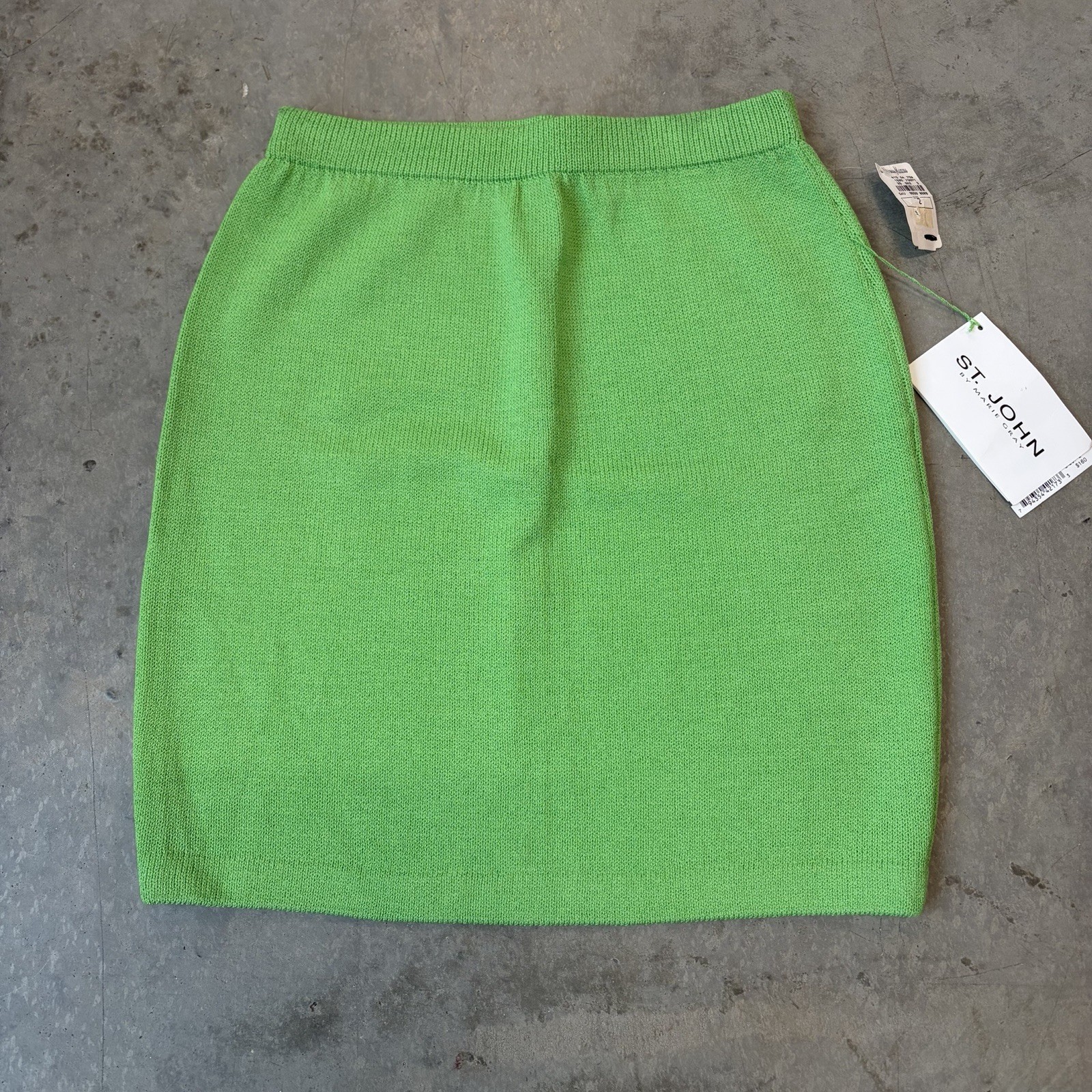 NEW Vintage 90s St John By Marie Gray Green Textured Pencil Skirt Wool Size 2