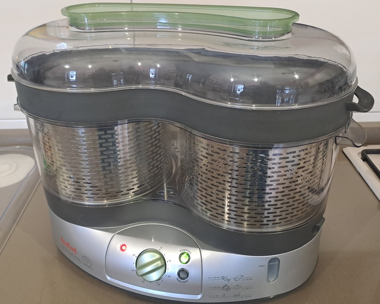 Tefal Vitacuisine VS4001 Vaporiera 2000W 2 Cestelli Inox Completa + Ricettari