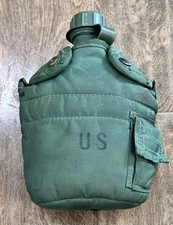 US Military Army 1 QT CANTEEN COVER & Canteen W/ Alice Clips OD NYLON EXC