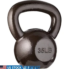 35lb Kettlebell Cast Iron Weight Fitness Training Resistance Exercise Equipment