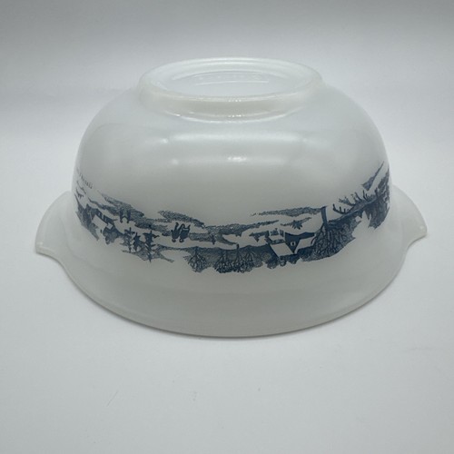 Vtg Glasbake Currier & Ives Winter Scenes Cinderella Mixing Bowl 1-1/2 Qt J-2355 - Picture 10 of 15