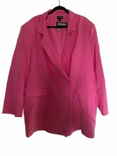 Hot Pink Plus Double Breasted Structure Blazer Dress