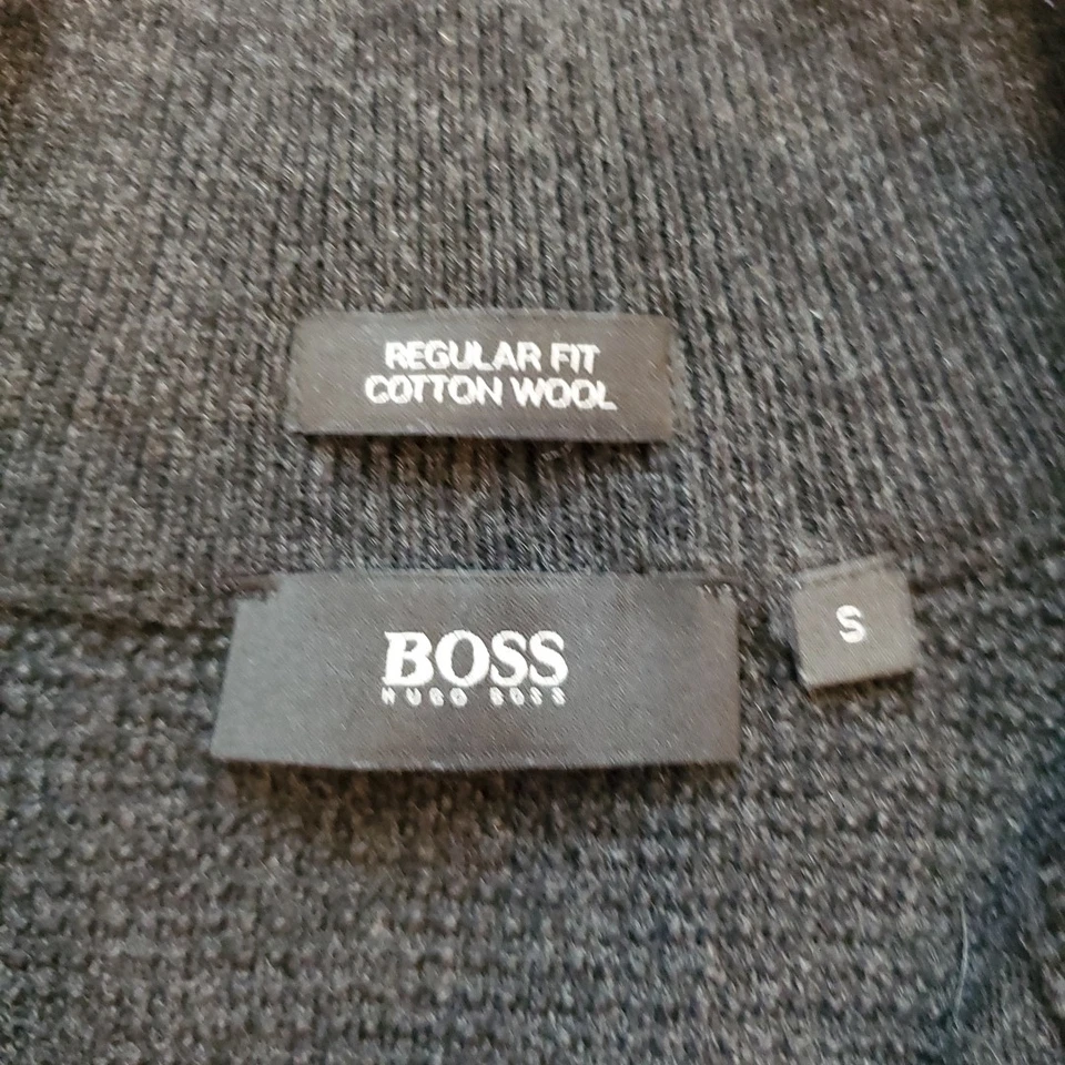 Suéter Pullover Hugo Boss 50/50 Mezcla Lana 1/4 Cremallera Gris Oscuro Para Hombre Pequeño Foto 4 de 4