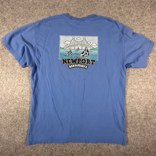 Ben & Jerry's Newport Graphic T-Shirt Mens Large Blue Sailboat Bridge