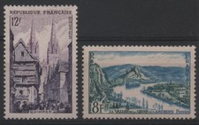 France 1954 : N° 977/979 LA VALLÉE DE LA SEINE AUX ANDELYS/QUIMPER  NEUF** TTB