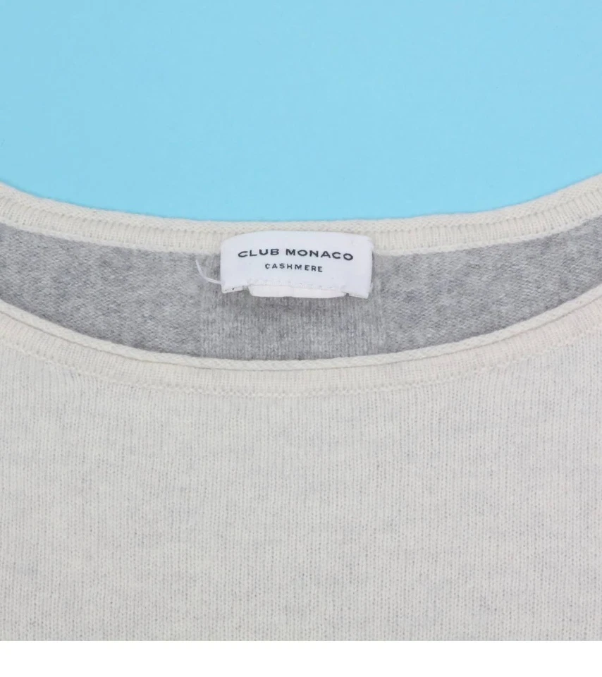 Suéter CLUB MONACO 100 % cachemir para mujer gris claro bloque de color trasero talla XS/493 Foto 4 de 4