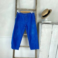 Vintage Prussian blue jeans French workwear pants work wear France blue faded j