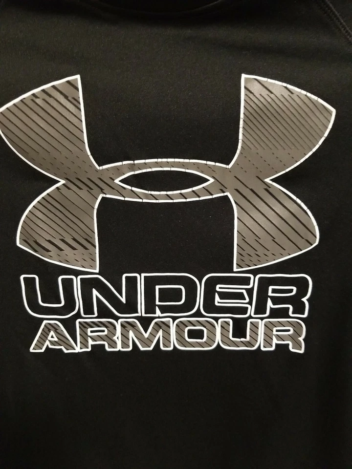 Under Armour Heatgear Youth LS Pullover Top  Size Youth Small Blac/Grey - Image 4 of 4