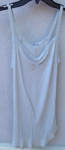 $43 NWT LA Made Brand Solid Grey Blue Ribbed Elastic Gathering Tank 