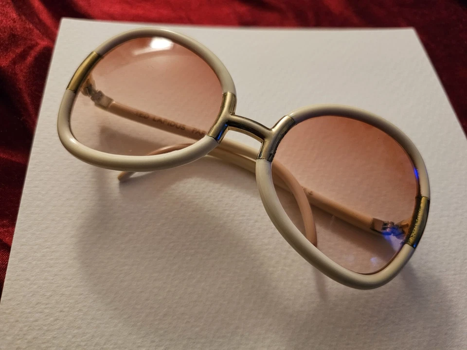 Gafas de sol Ted Lapidas vintage G23 marfil/dorado rosa de gran tamaño Foto 2 de 4