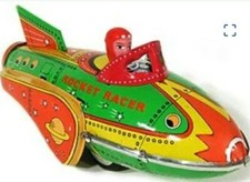 NEW Tin Toy Reproduction Friction Rocket Racer Sci Fi Tin Toy Classic
