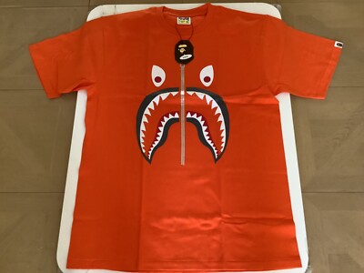 Authentic a bathing ape bape mad shark tee t shirt orange men's XL