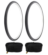 PRO+ BICYCLE TIRES 26 X 1-3/8 BLACK P-148 SLICK ROAD TOURING TREAD W/TUBES