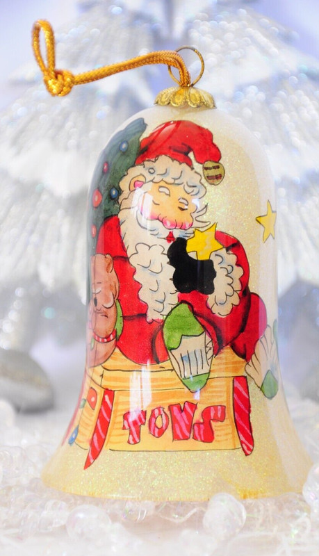 Lovely Hand Painted 4" Bell Glass Christmas Ornament