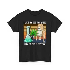Funny Dog and Weed Retro Bong, Cannabis Leaf, and Pitbull ArtUnisex T-Shirt