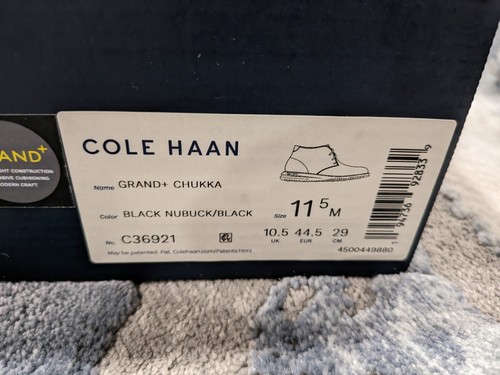 Cole Haan Grand+ Chukka Boots Mens Black Nubuck Leather NIB Size 11.5 C36921 - Picture 6 of 8