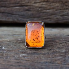 Baltic Amber Gemstone 925 Sterling Silver Handmade Ring Jewelry All Size VS-464