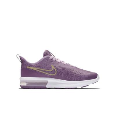 nike running air max sequent 4 trainers in white and gold